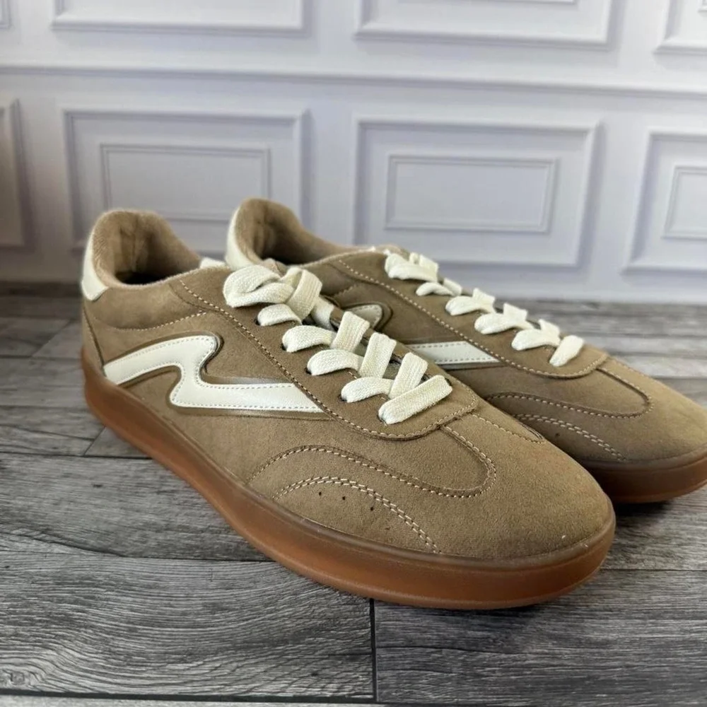 Madden Girl size 8.5 tan & brown sneakers with white detail